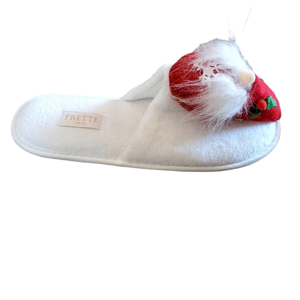 Frette 1860 Luxury  slippers Microfiber white w/red trim One size fits most